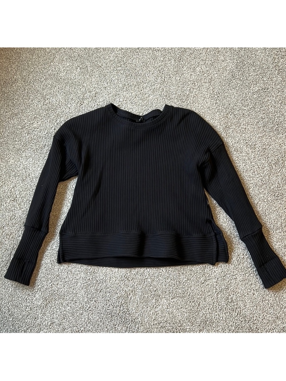 Terez Black Ribbed Crewneck Sweatshirt